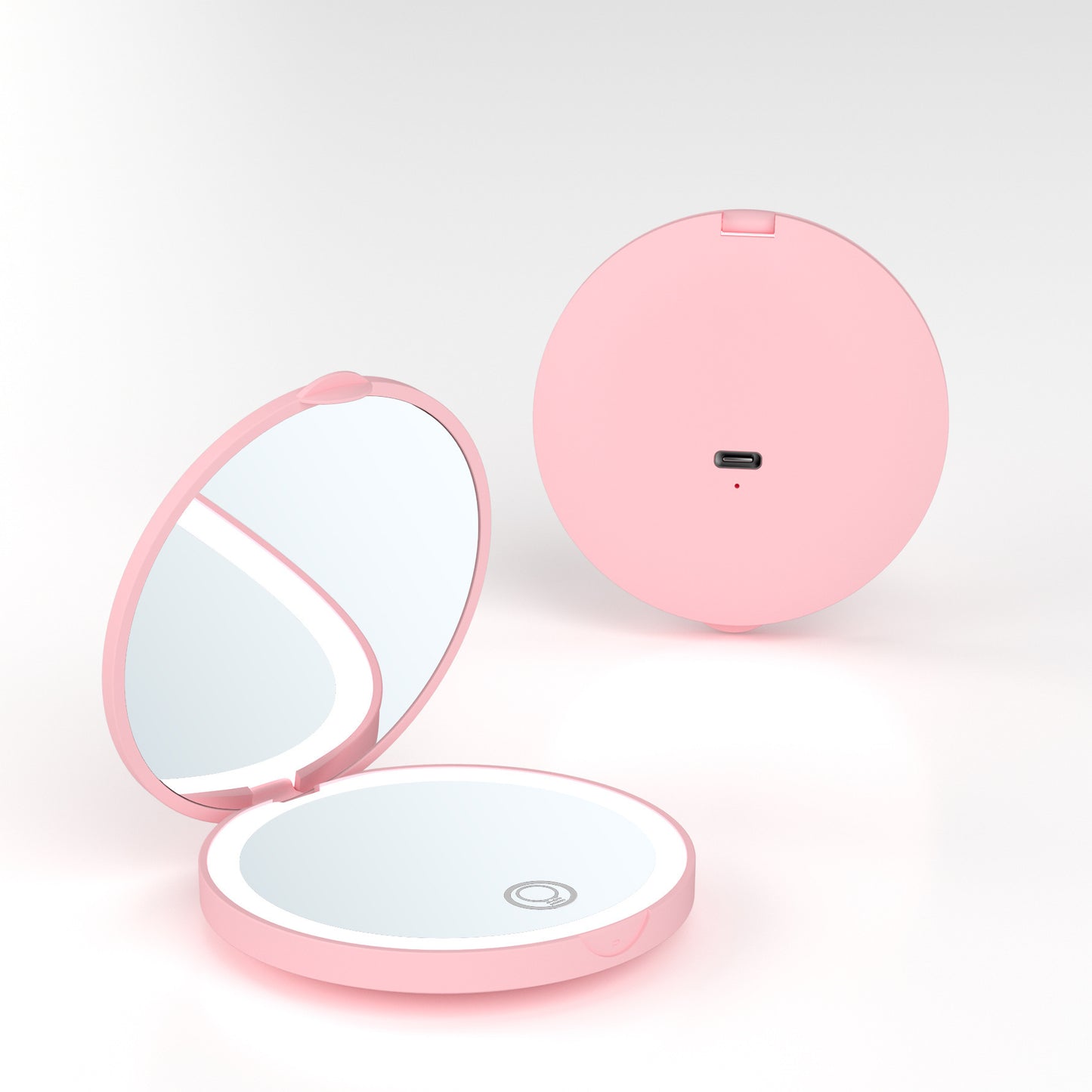 Espejo de maquillaje LED portátil, con aumento de 2X, recargable y portátil.