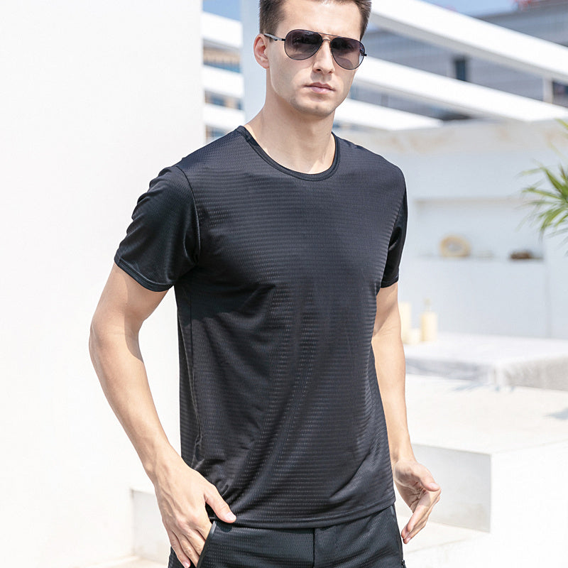 Camiseta de Seda traspirable para Hombre – Fresca, Deportiva y Urbana | Manga Corta, Cuello Redondo