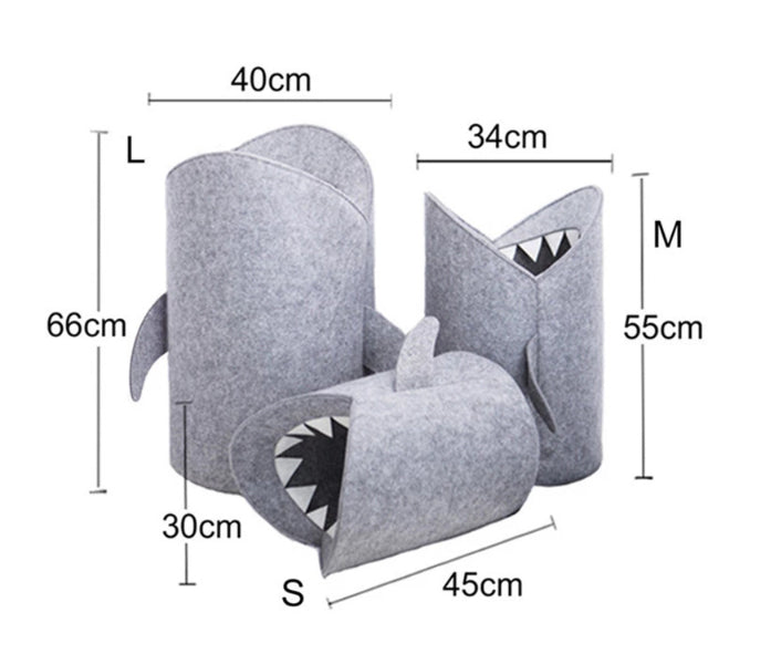Cesta de Fieltro  forma de Tiburón para Juguetes y Ropa – Decorativa y Funcional