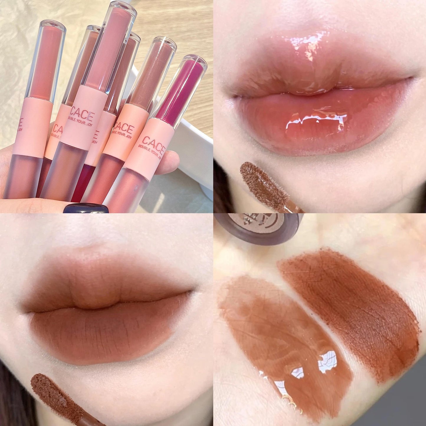 bálsamo de labios de doble punta, hidratante simple y duradera