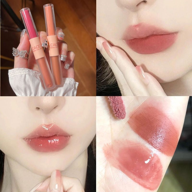 bálsamo de labios de doble punta, hidratante simple y duradera