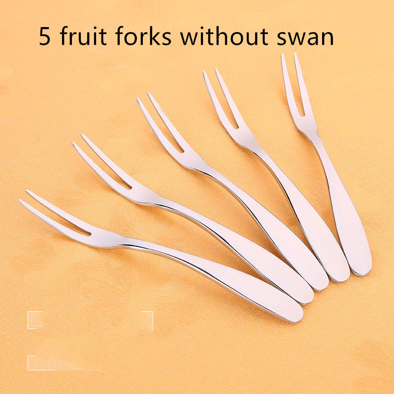 Tenedor y Cuchara de Postre Cisne en Aleación de Zinc – Diseño Elegante Estilo Chino