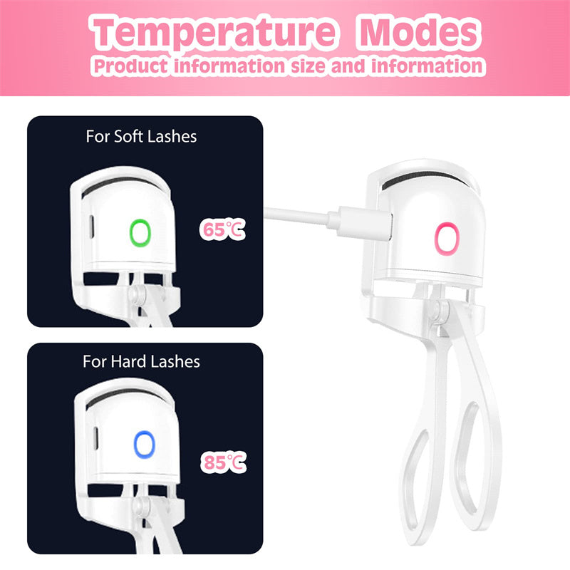 Rizador de pestañas eléctrico con calor, Rizador con Control de temperatura eléctrico, Mini rizador de pestañas carga portátil eléctrica