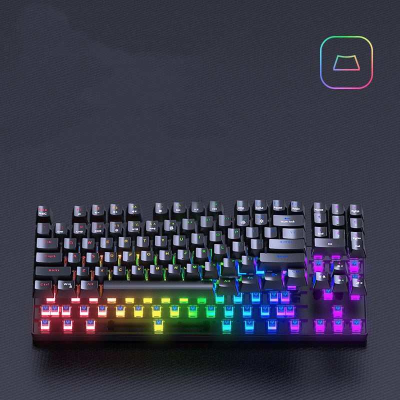 Combo de teclado mecánico y mouse con cable, teclado retroiluminado arcoíris de 89 teclas para juegos con teclas numéricas e interruptor azul para PC gamer, mouse de hasta 6400 DPI con 7 botones (negro con ratón)