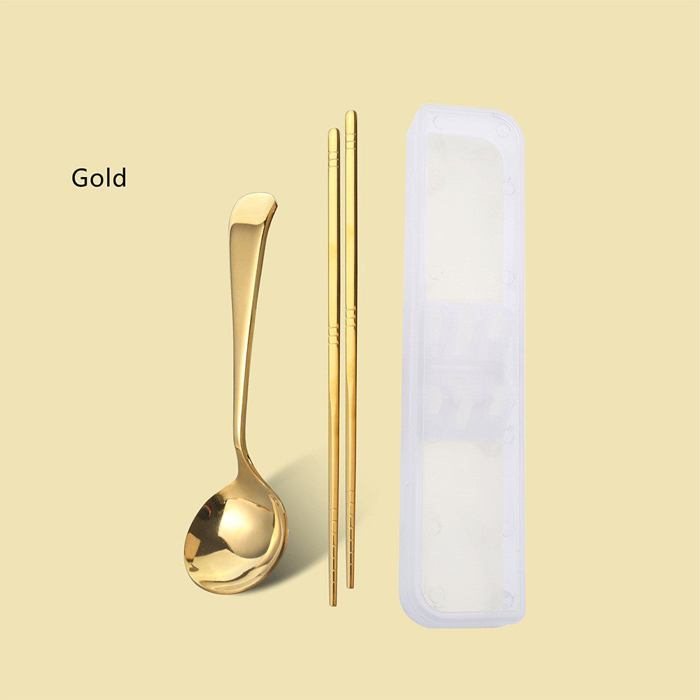 Set de Cuchara y Palillos en Acero Inoxidable 304 – Vajilla Minimalista Premium