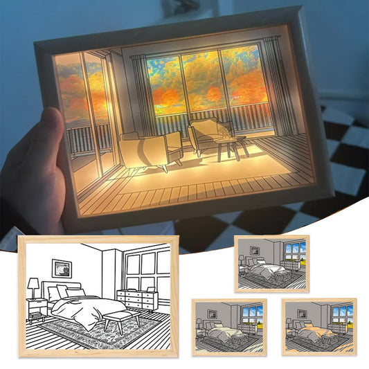 Imagen iluminada LED luz decorativa pintura cabecera imagen estilo creativo moderno simular sol dibujo noche luz regalo