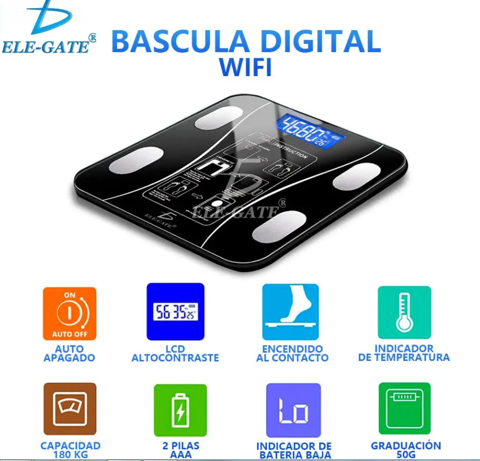 Báscula Inteligente con App + Carga USB – Controla tu Peso con Tecnología
