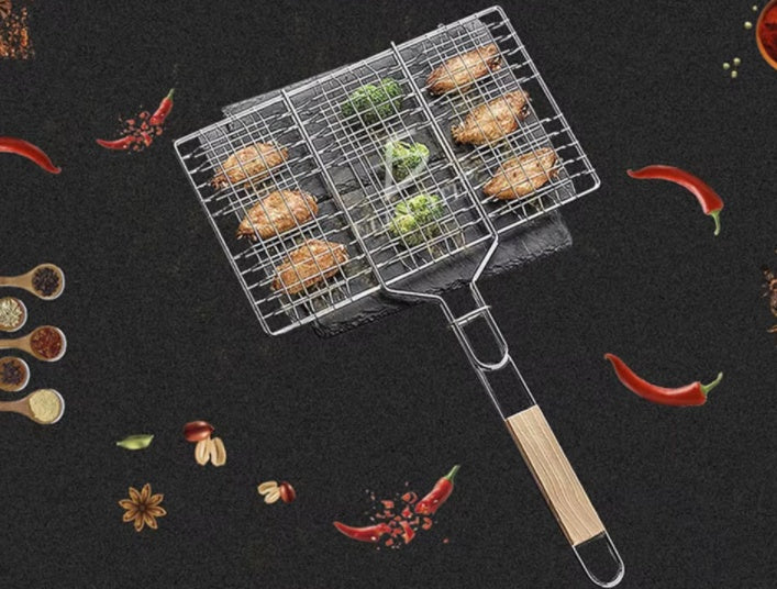 Parrilla Plegable de Acero Inoxidable 65x36 cm – ¡Llévala Donde Quieras!
