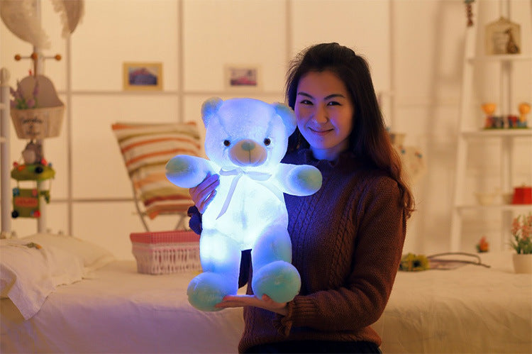 Oso de peluche con luz LED,  juguete de peluche colorido brillante, regalo para niños, almohada cómoda