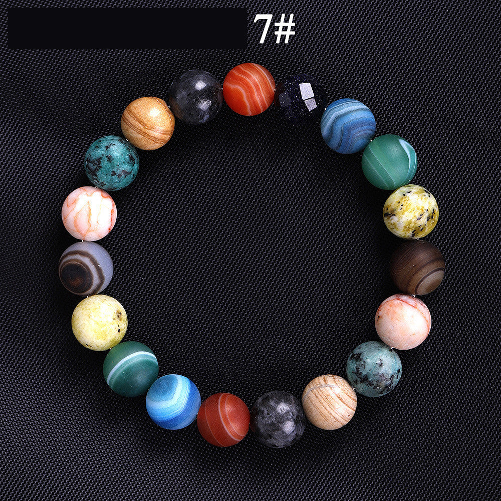 Pulsera De Ocho Piedras del Sistema Solar,  Piedras de lava natura utilizado para cuentas de chakras,  conductor de aceites esenciales para meditación y trabajos de energia.