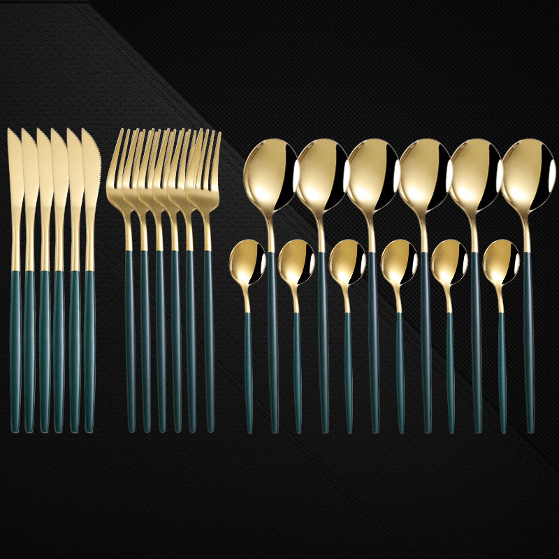 Juego de Cubiertos de Lujo 24 Piezas en Acero Inoxidable 410 – Vajilla Occidental Estilo Portugués