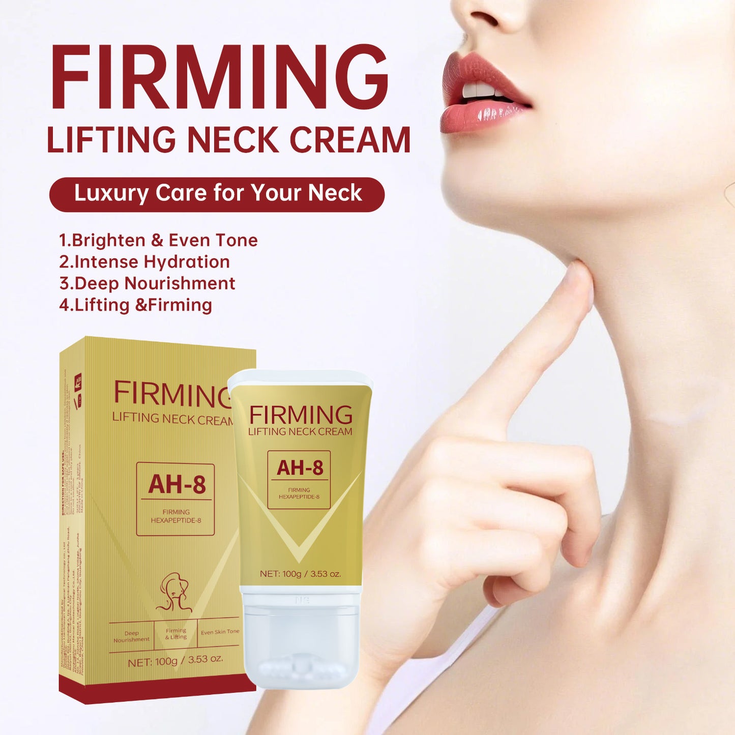 Crema reafirmante e hidratante para el cuello con rodillo