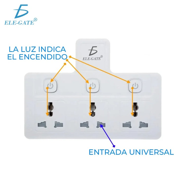 Multisocket Blanco con Sistema de Protección contra Sobrecargas 3 tomas