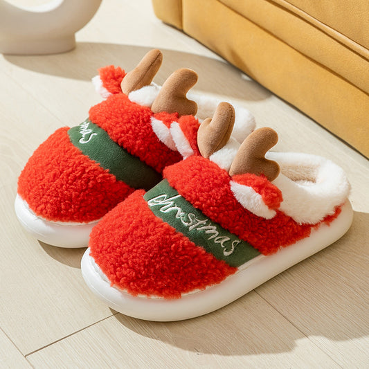 Pantuflas navideñas para disfrutar en el interior de tu hogar este invierno en Pareja; Pantufla UNISEX  de  Alce y más motivos navideños,  Zapatillas de dormitorio suaves y acogedoras