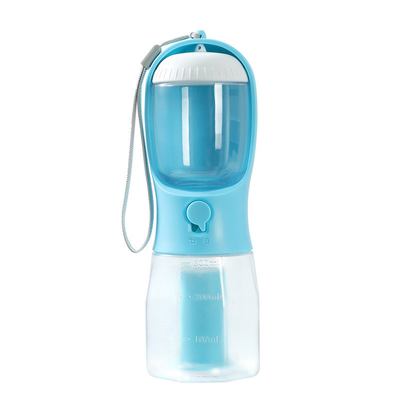 Botella Multifuncional para Mascotas 3 en 1,  Vaso Portátil – Agua, Comida y Bolsas en un Solo Click