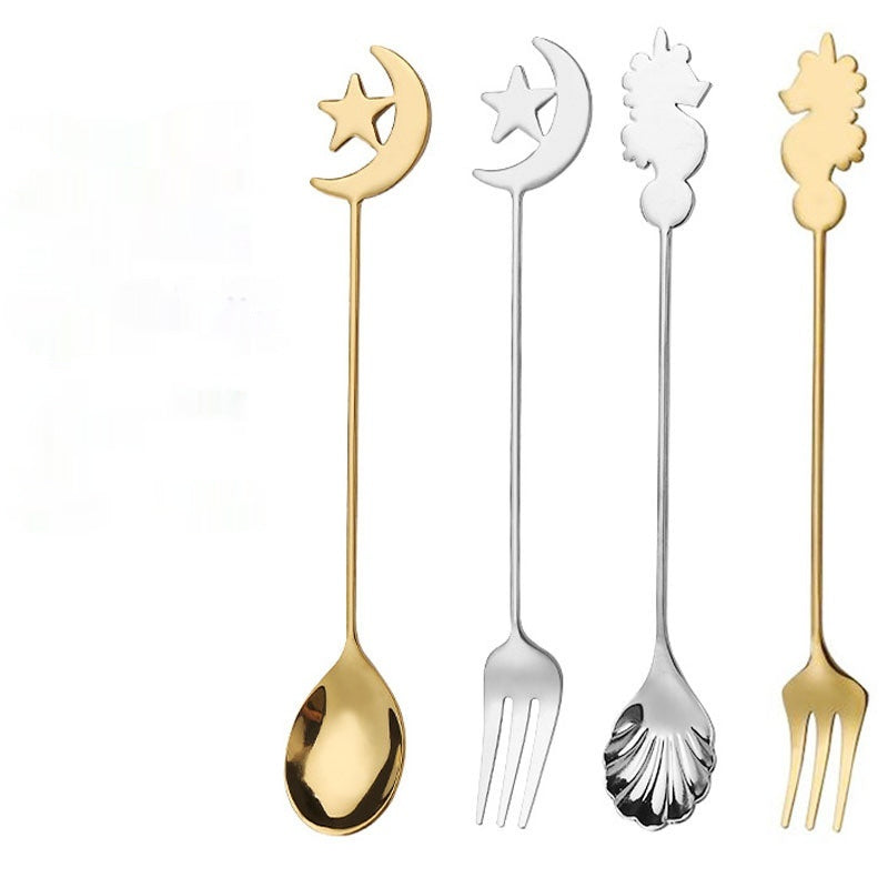 Set Cuchara y Tenedor Luna y Estrella en Acero Inoxidable 304 – Diseño Cute