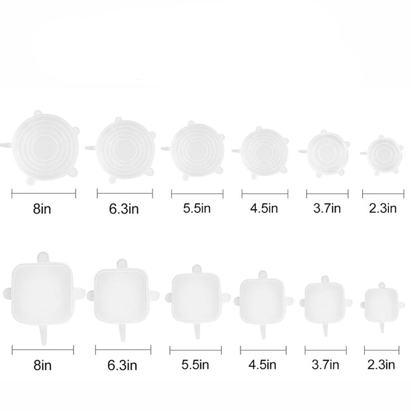 Set de Tapas de Silicona Reutilizables | 6 Tamaños Ajustables y Herméticos