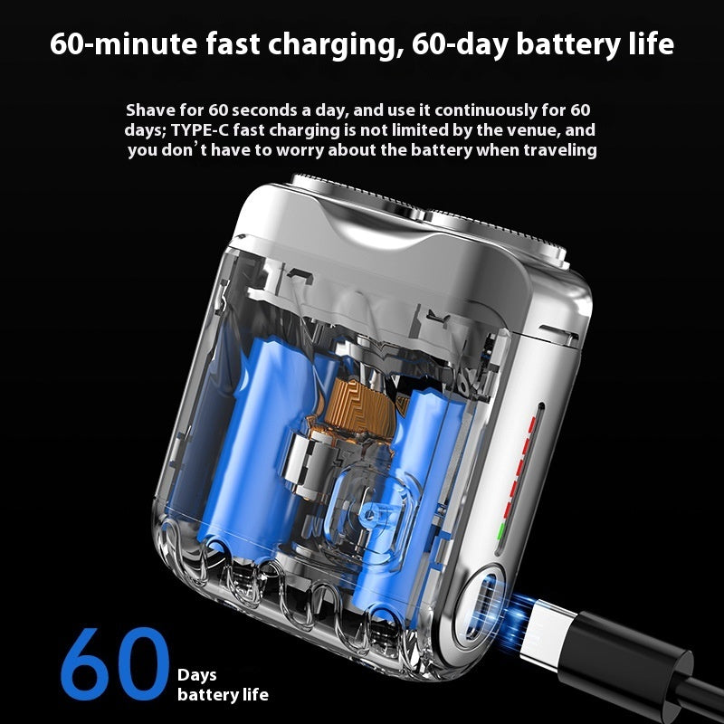 Mini Afeitadora Eléctrica Portátil de Doble Anillo para hombres – Recargable, Compacta y Precisa