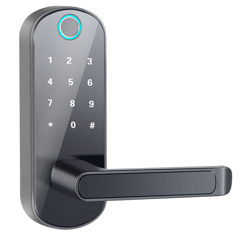 Smart Lock, cerradura de puerta con bloqueo de huellas dactilares. Bluetooth Huella digital Pantalla táctil Contraseña Smart Lock Código anti-pío Mango ajustable Funciona con iOS y Android