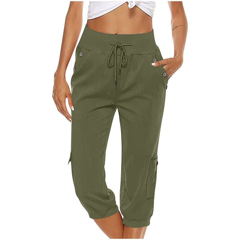 Pantalón Capri Cargo Retro | Estilo Artístico y Bolsillos Funcionales