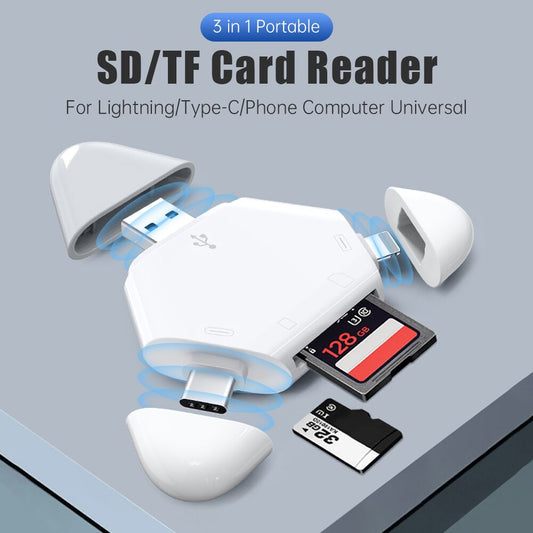 3 en 1 adaptador OTG de alta velocidad magnético multifunción USB 3.0 USB 2.0 para lector de tarjetas SD TF