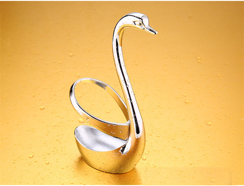 Tenedor y Cuchara de Postre Cisne en Aleación de Zinc – Diseño Elegante Estilo Chino