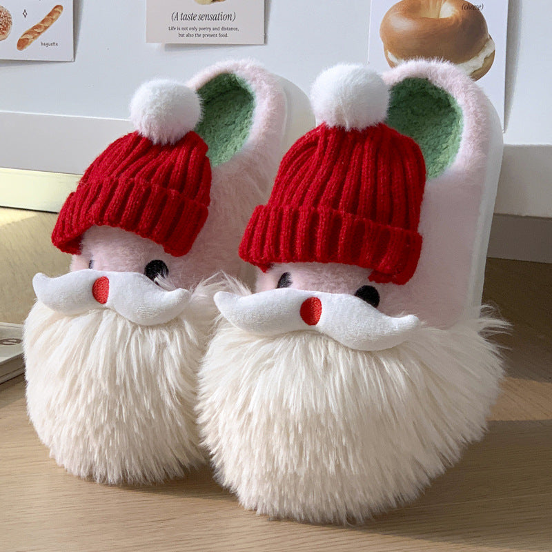 Pantuflas cálidas y antideslizantes para el invierno, motivo navideño