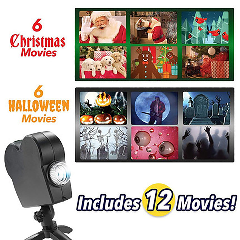 Lámpara de proyección navideña de figuras, para Navidad y para Halloween con 12 imágenes, proyector de imágenes tipo cine