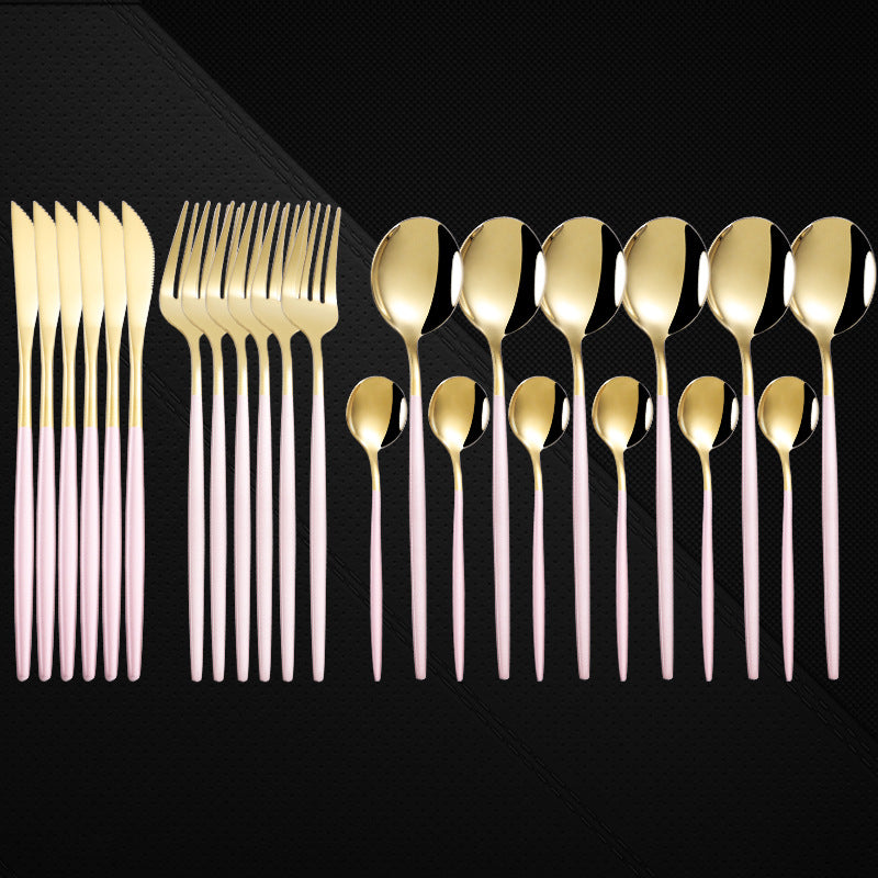 Juego de Cubiertos de Lujo 24 Piezas en Acero Inoxidable 410 – Vajilla Occidental Estilo Portugués