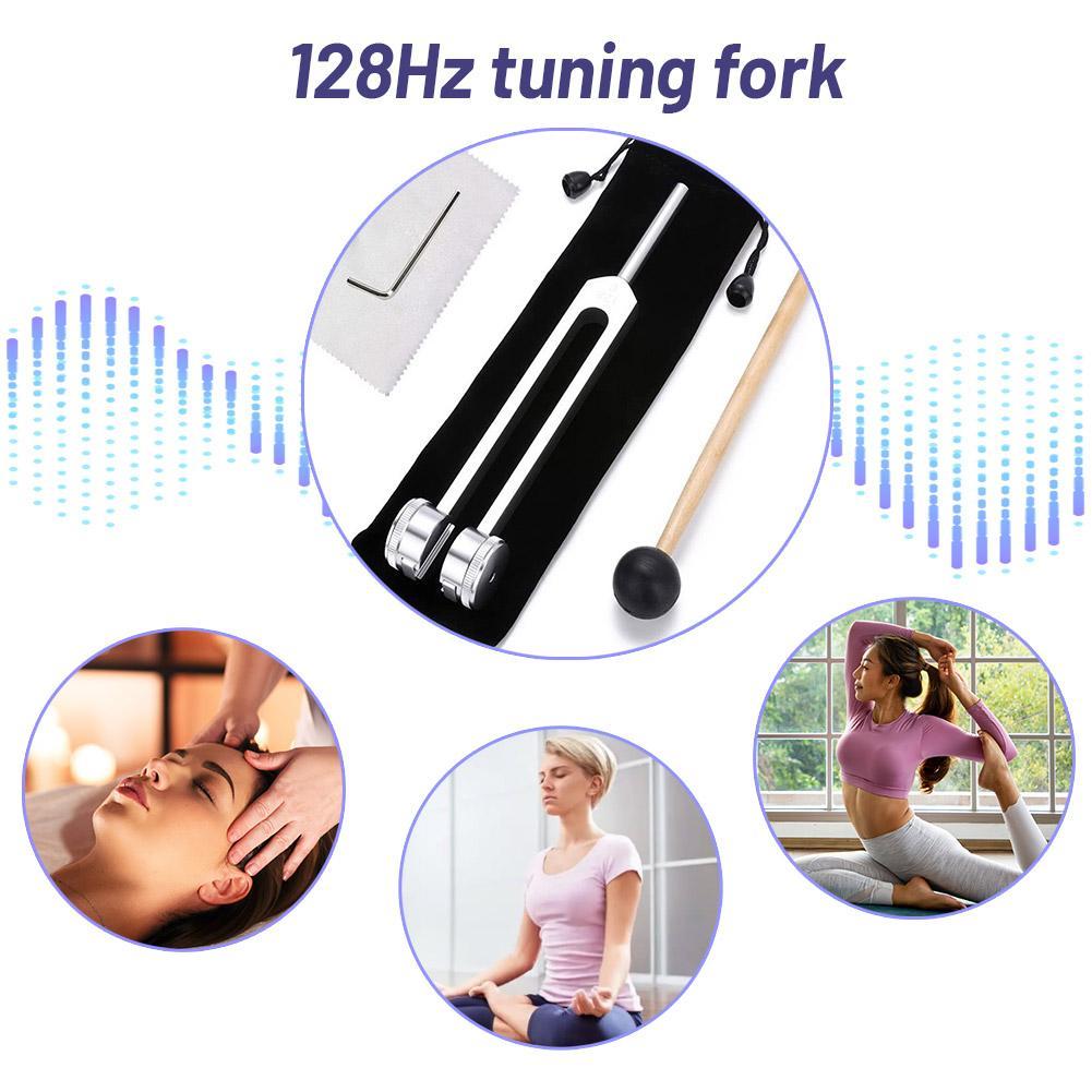 Diapasón bioacústico con peso de 128 Hz para sanación de chakras, terapia de sonido y alivio del estrés.