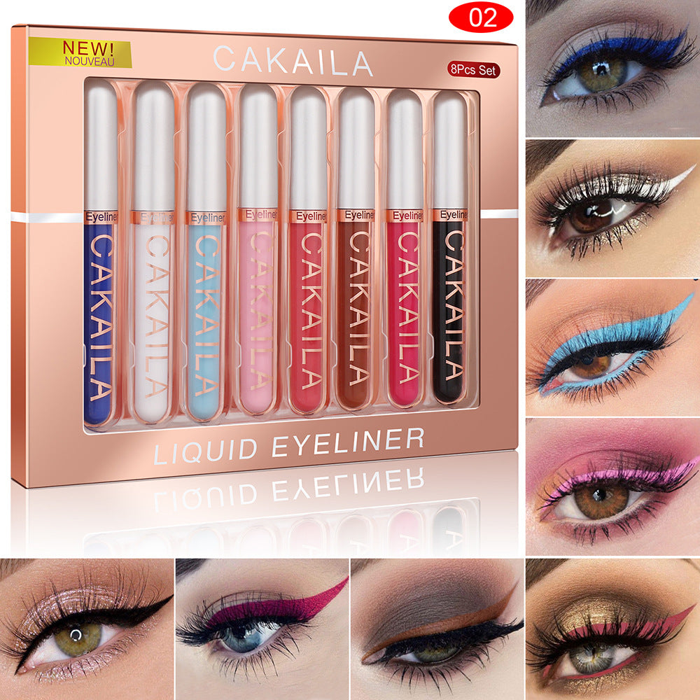 Delineador de ojos líquido de colores, 8 uds. Delineadores de colores para Ojos Delineador, blanco, azul, morado, delineador de ojos líquido para fiesta, festival, impermeable, de larga duración, secado rápido, kit de maquillaje de ojos