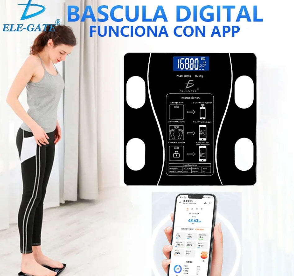 Báscula Inteligente con App + Carga USB – Controla tu Peso con Tecnología