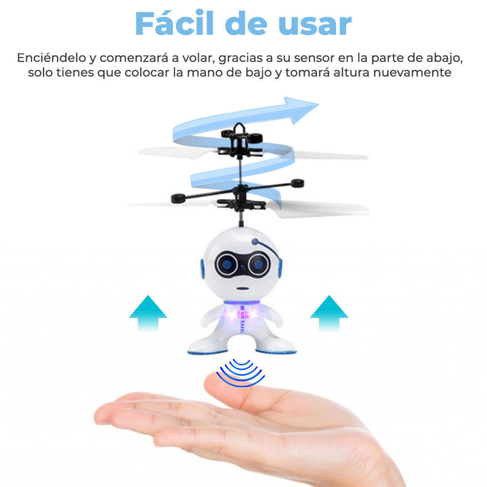 Mini Drone Volador con Sensor para Niños – Juguete Recargable con Luz LED y Control Manual