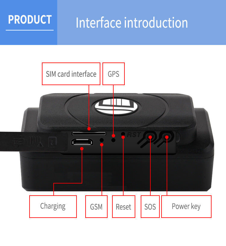 Localizador GPS, Batería incorporada de 5000 mAh, tiempo de espera de hasta 90 días de carga , seguimiento en tiempo real