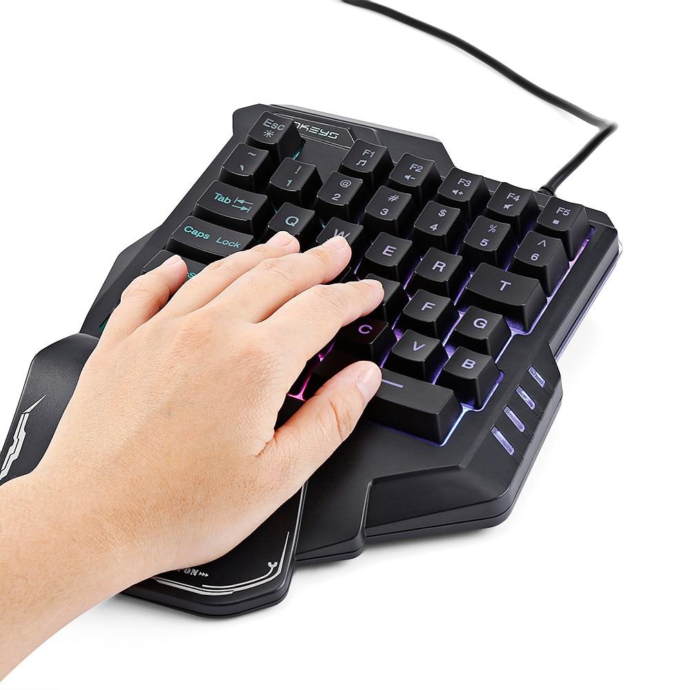 Teclado mecánico para jugar con una sola mano, mini teclado portátil retroiluminado RGB, controlador de juego