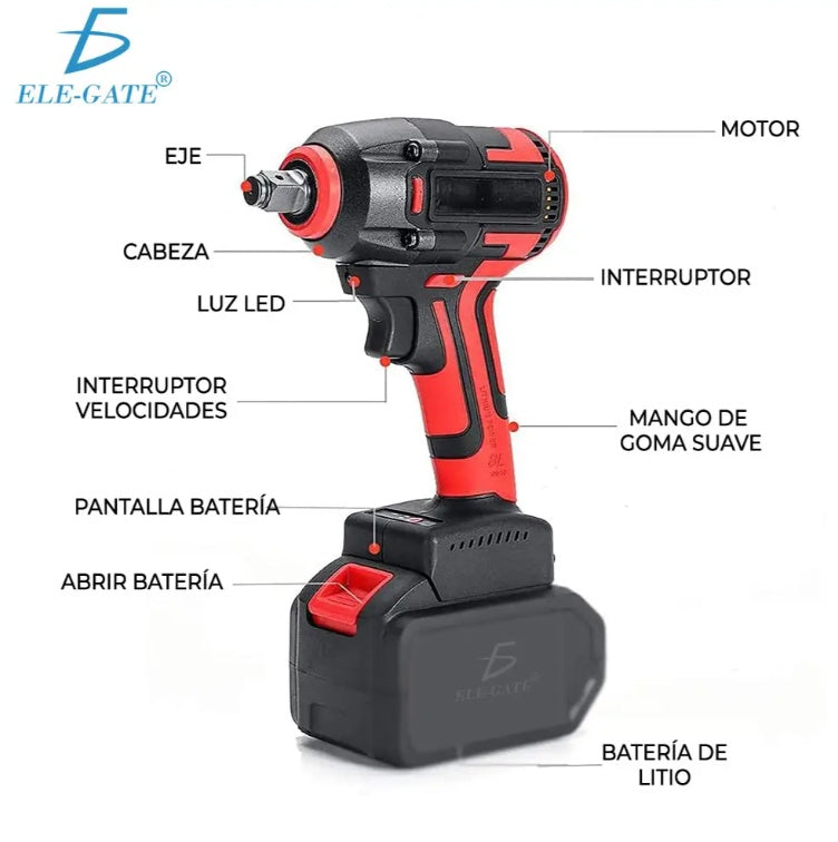 Pistola de Impacto Inalámbrica Atverce 300Nm – Potencia Profesional en Cualquier Lugar