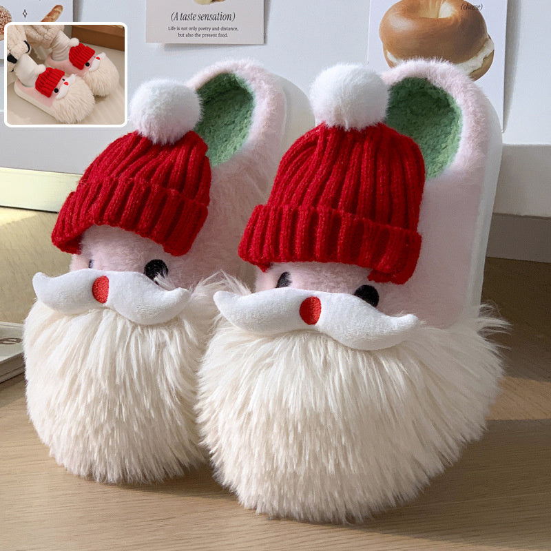 Pantuflas cálidas y antideslizantes para el invierno, motivo navideño