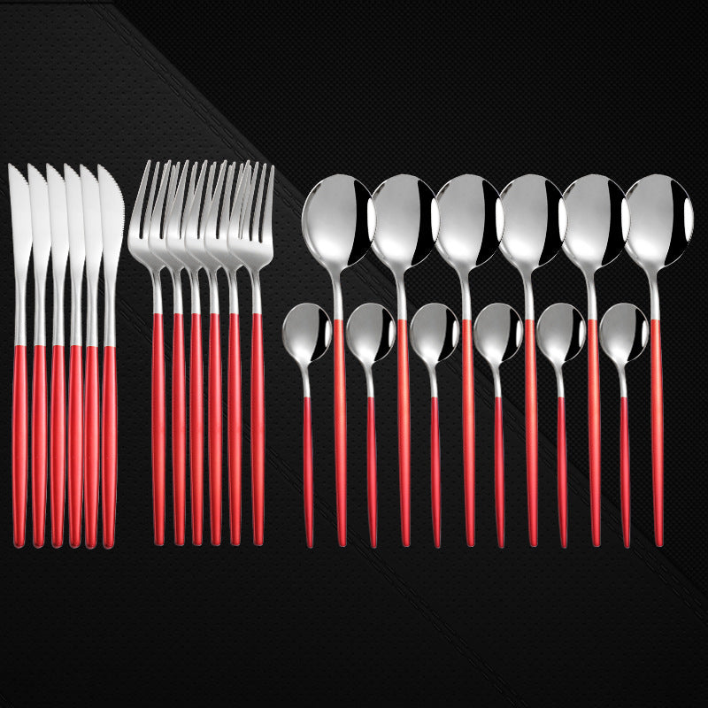 Juego de Cubiertos de Lujo 24 Piezas en Acero Inoxidable 410 – Vajilla Occidental Estilo Portugués