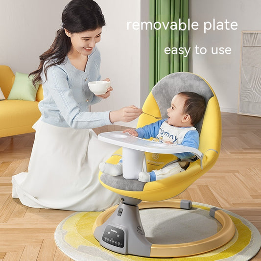 Silla para bebé,   columpio portátil para bebé, niños, control remoto para interiores con 5 velocidades de giro, 3 posiciones de asiento, colgantes y Bluetooth