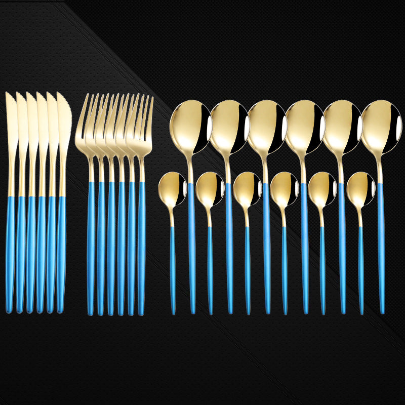 Juego de Cubiertos de Lujo 24 Piezas en Acero Inoxidable 410 – Vajilla Occidental Estilo Portugués