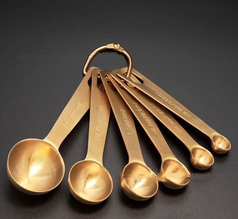 Set Premium de 6 Cucharas Medidoras para Repostería – Acabado Oro Rosa y Acero 304