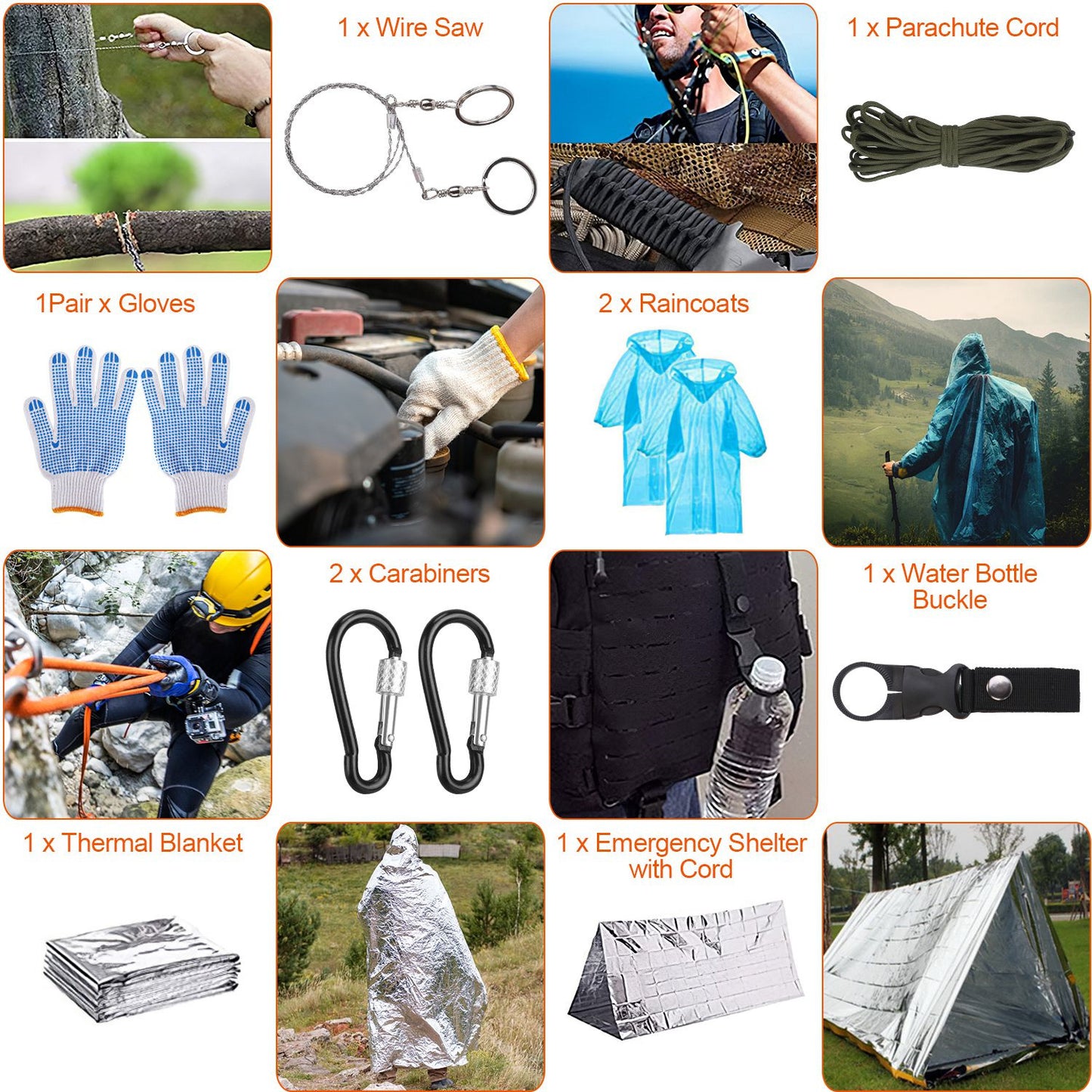 Kit de supervivencia 125 en 1, herramientas y suministros de emergencia, senderismo.