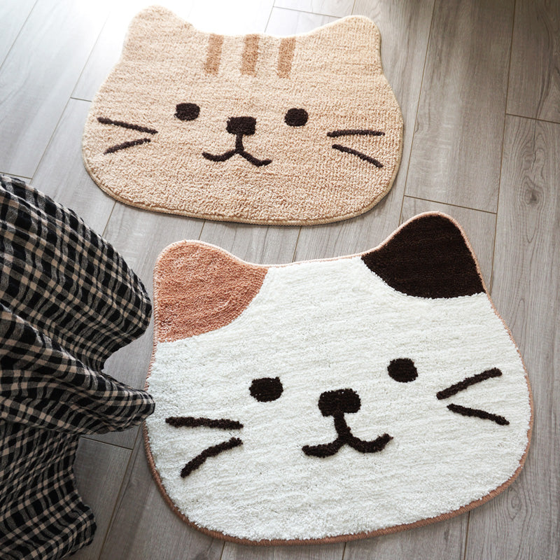 Alfombra, Tapete Absorbente para Pies con Diseño de Cabeza de Gato Japonés: Práctico y Encantador