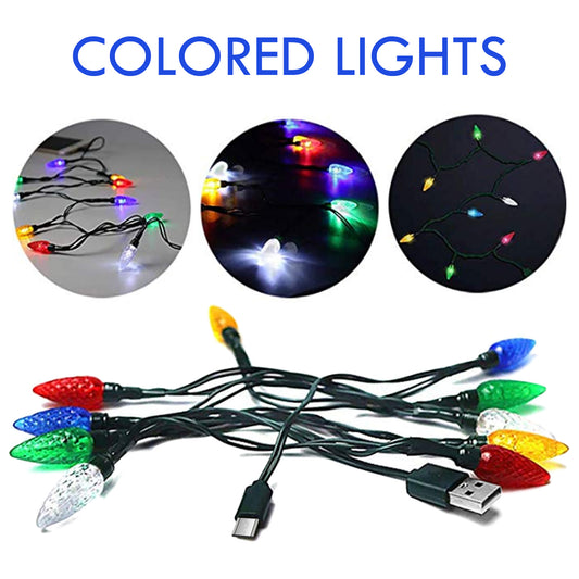 Cable cargador USB con luz Led de Feliz Navidad, Cable cargador con luces LED para decoración de habitación, luz nocturna, puerto Micro USB tipo C