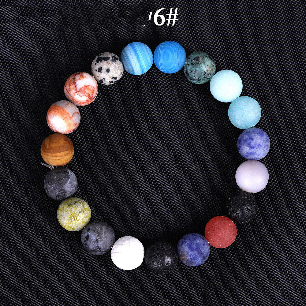 Pulsera De Ocho Piedras del Sistema Solar,  Piedras de lava natura utilizado para cuentas de chakras,  conductor de aceites esenciales para meditación y trabajos de energia.