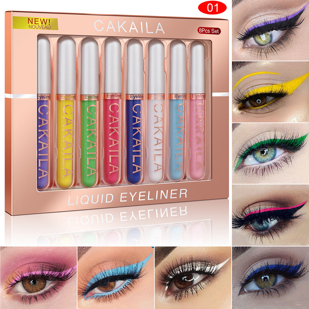 Delineador de ojos líquido de colores, 8 uds. Delineadores de colores para Ojos Delineador, blanco, azul, morado, delineador de ojos líquido para fiesta, festival, impermeable, de larga duración, secado rápido, kit de maquillaje de ojos