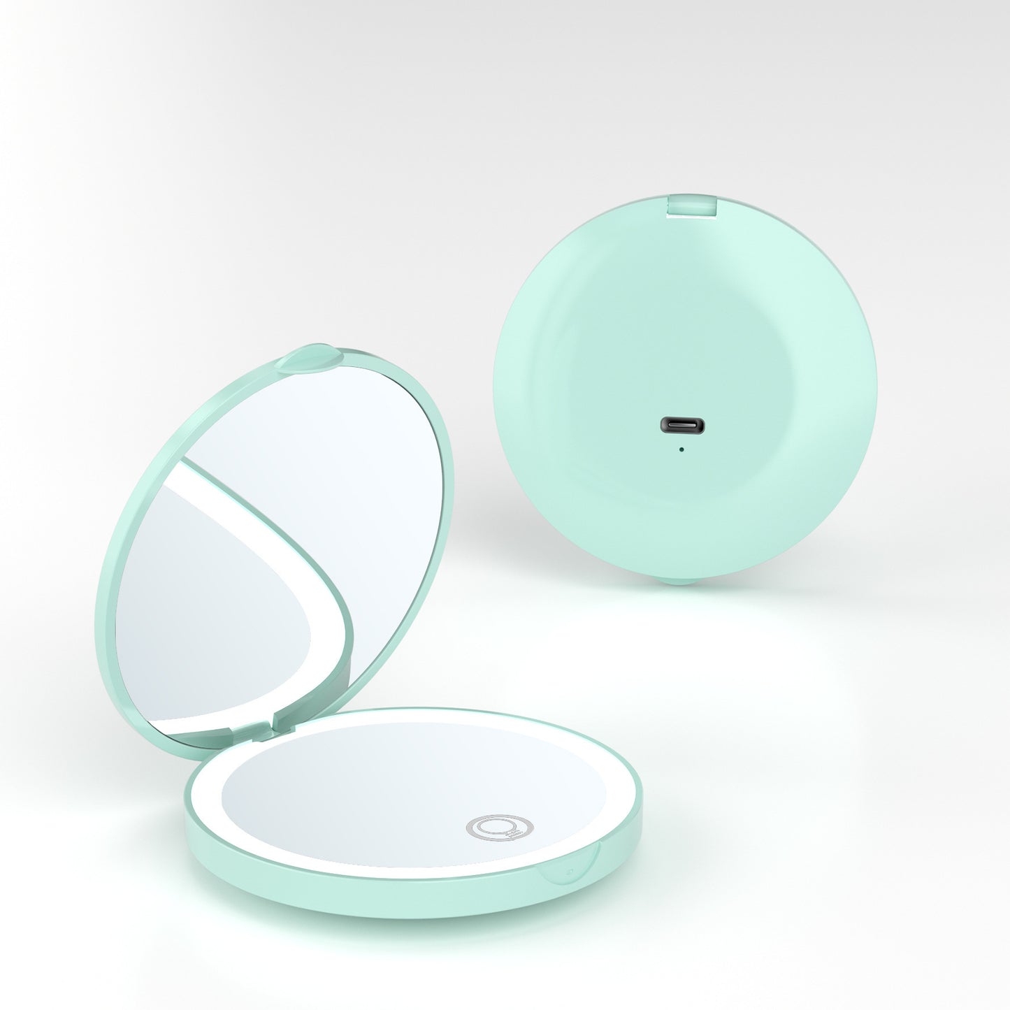Espejo de maquillaje LED portátil, con aumento de 2X, recargable y portátil.