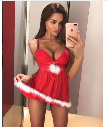 Lencería sexy navideño para mujer, hermoso camisolín tipo baby doll con bordes de pluma blanco y belllisimo