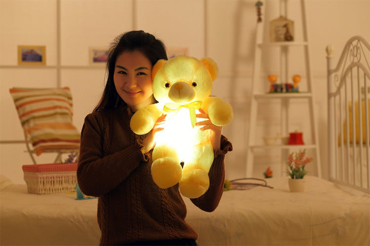 Oso de peluche con luz LED,  juguete de peluche colorido brillante, regalo para niños, almohada cómoda