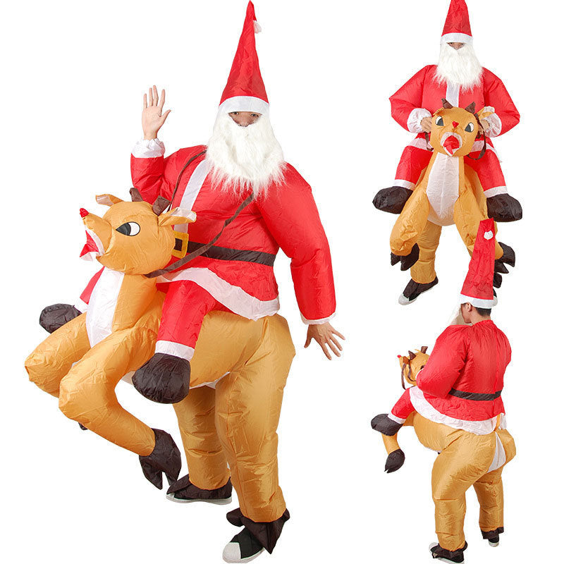 Traje de Santa Claus inflable para adulto, talles grandes